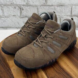 Rockport Works RK617 Womens 9.5 Brown Suede Lace Up Hard Toe Vibram Safety Shoes